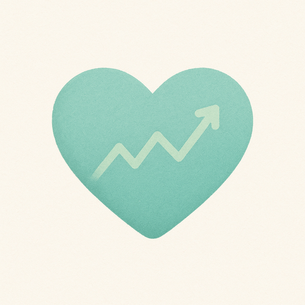 Heart with upward trending graph